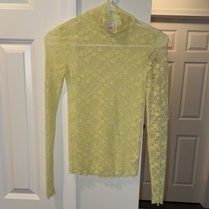 Macy's Lace Long Sleeve Blouse - Light Yellow